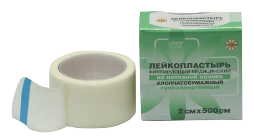 LEIKO, х/б нетканый лейкопластырь 2*500 см, катушка, в инд. уп.
