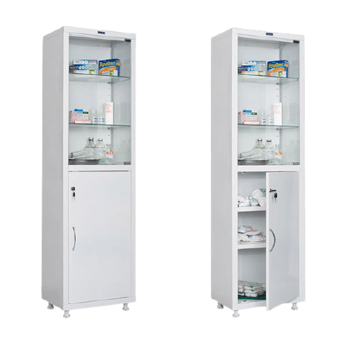 Шкаф медицинский HILFE МД 1 1650/SG верх стекло, низ сталь