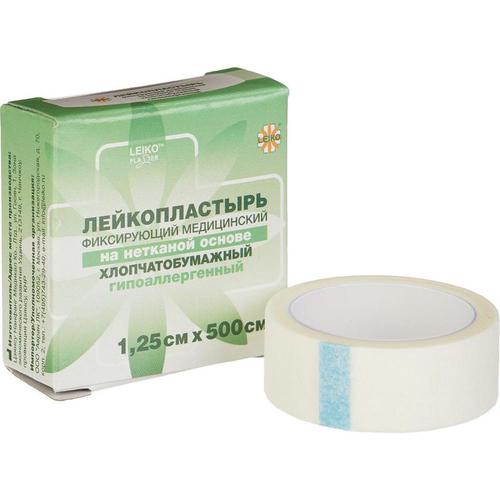 LEIKO, х/б нетканый лейкопластырь 1,25*500 см, катушка, в инд. уп.